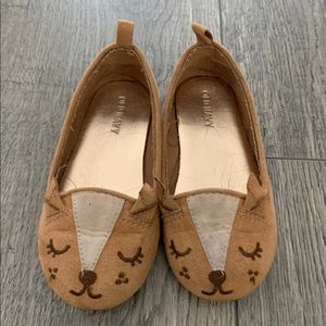 Faux suede fox ballet flats